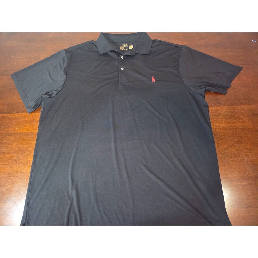 Polo Ralph Lauren Performance Shirt Mens 2XLT Black Red Pony Short Sleeve Polo